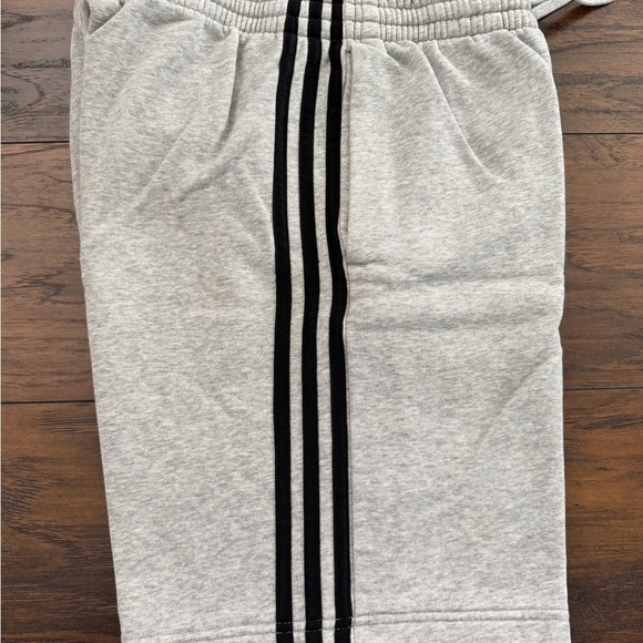 Adidas Men's Athletic Shorts in Gray with Black Stripes - Picture 2 of 4